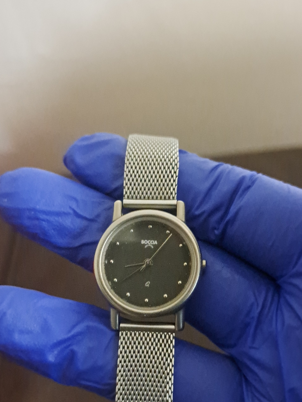Women's Titanium Stainless Steel Mesh Bracelet Watch - Black Dial